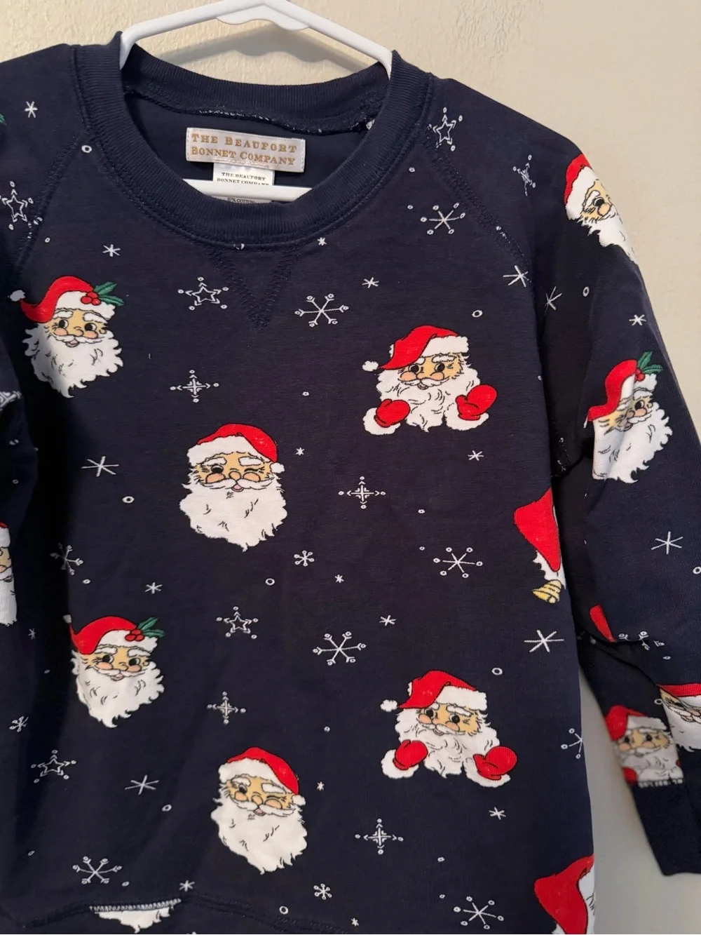 The Beaufort Bonnet Company Navy Santa Print Crewneck